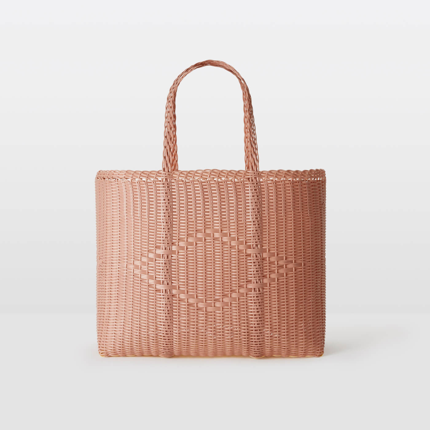 Dusty Rose Small Modern Woven Tote with Unique Handles - Straw Tote | Likha